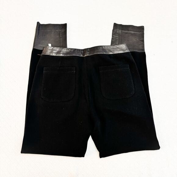 Rag & Bone Lamb Leather Accent Cropped Black Trouser Pants Size 2 - Picture 4 of 10